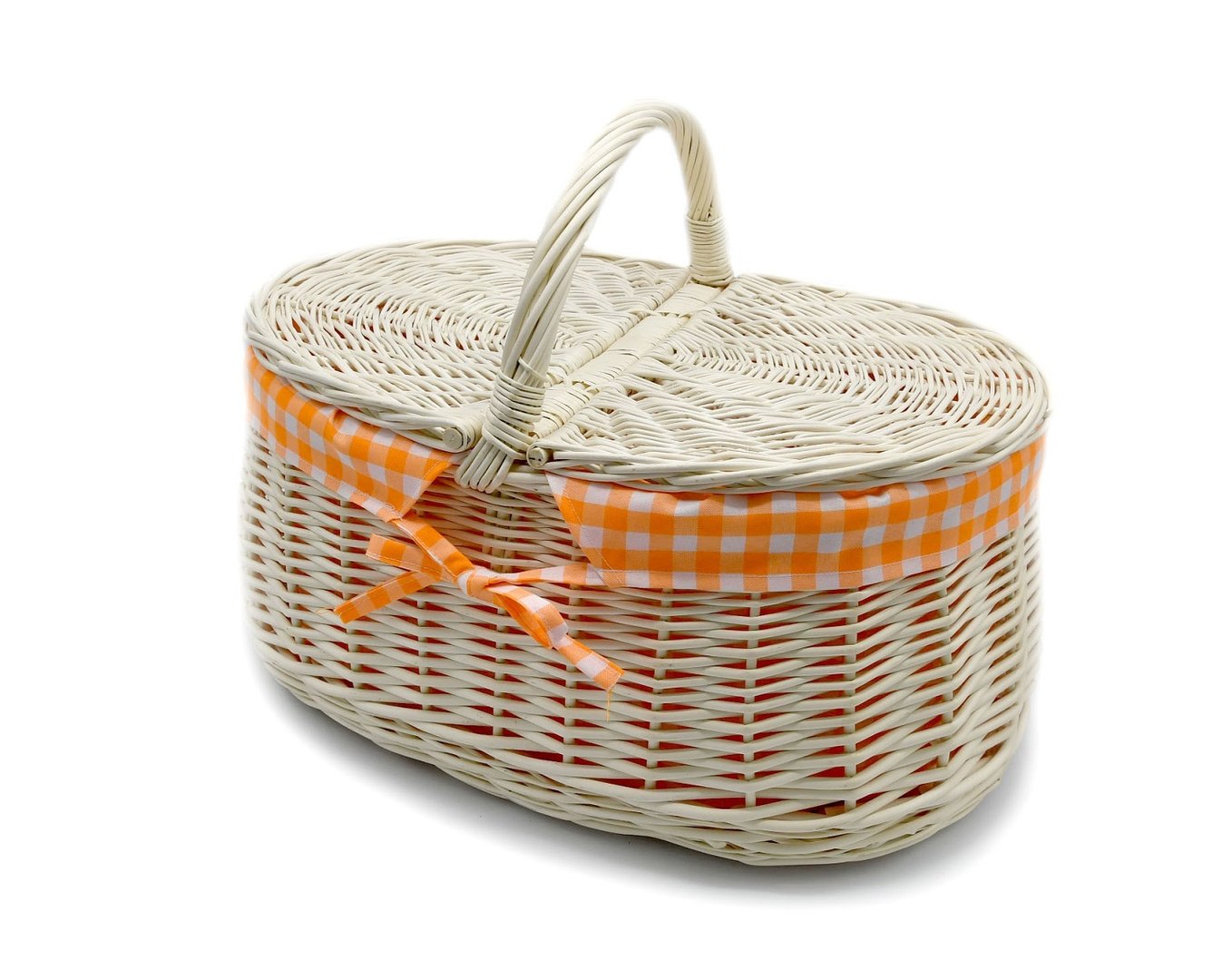 MyBer® Korb Picknickkorb Tragekorb mit 2 Deckeln aus Weide weiß K12-027-W-SW 